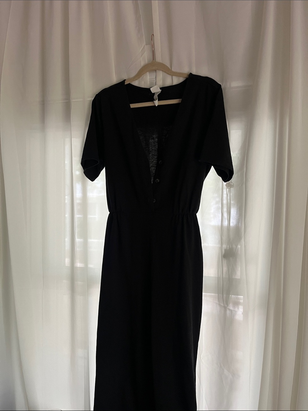 Classic Black Button-Front Women's pantsuit